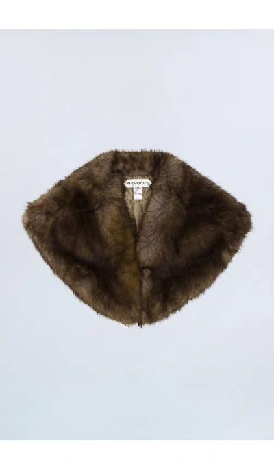 Revolve Los Angeles Elyonne Faux Fur Shawl In Multi