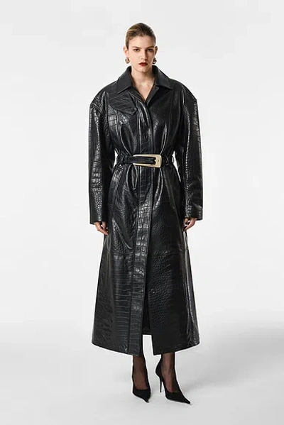Revolve Los Angeles Nikita Leather Coat In Black