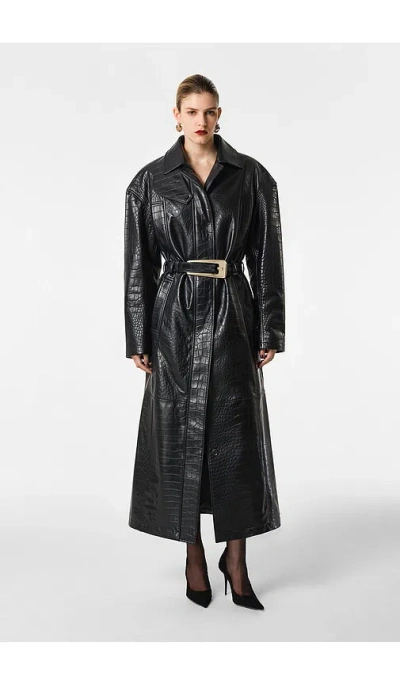Revolve Los Angeles Nikita Leather Coat In Black