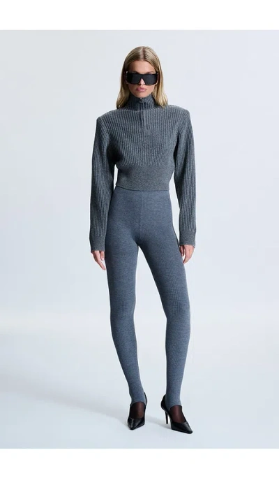 Revolve Los Angeles Polinna Rib Half Zip In Gray