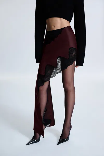 Revolve Los Angeles Roseline Asymmetric Skirt In Burgundy