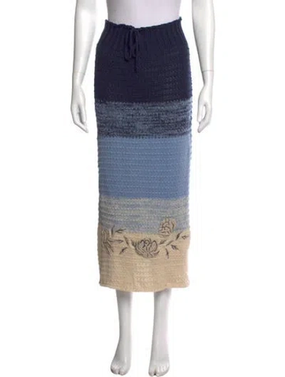 Pre-owned Revolve X Agua Bendita Floral Print Long Skirt In Blue