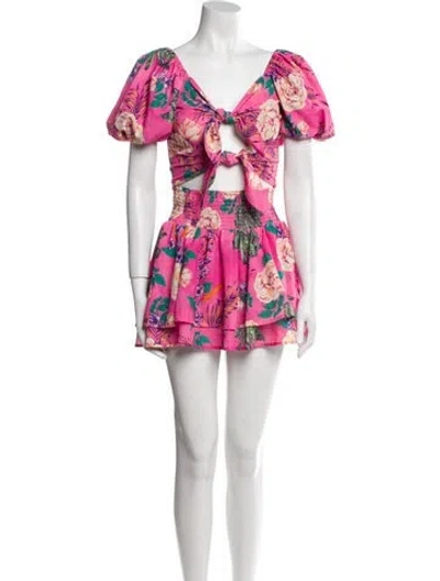 Pre-owned Revolve X Agua Bendita Floral Print Skirt Set In Pink