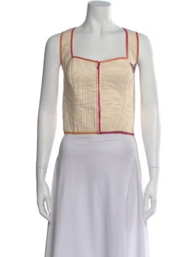 Pre-owned Revolve X Agua Bendita Square Neckline Sleeveless Crop Top In Neutral