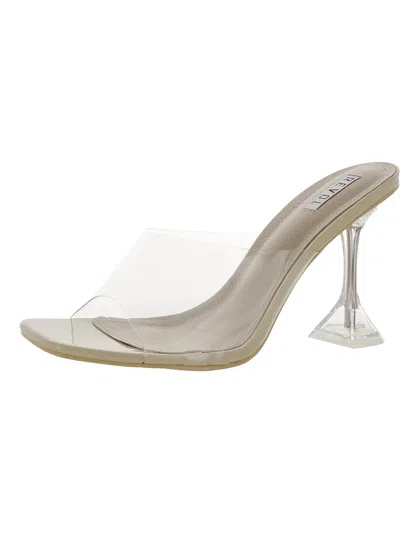 Revolver Womens Square Toe Slip On Heels In White