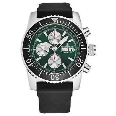 Pre-owned Revue Thommen 17030.6521 Men's 'divers' Green Dial Day-date Chronograph