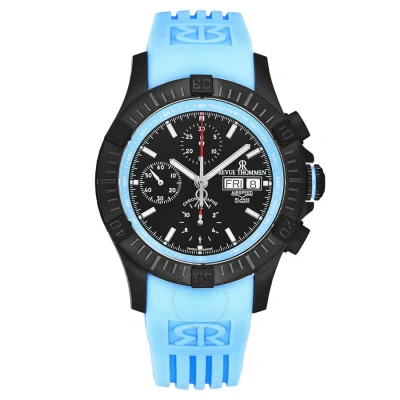 Revue Thommen Air Speed Chronograph Black Dial Men's Watch 16071.6675 In Black / Blue