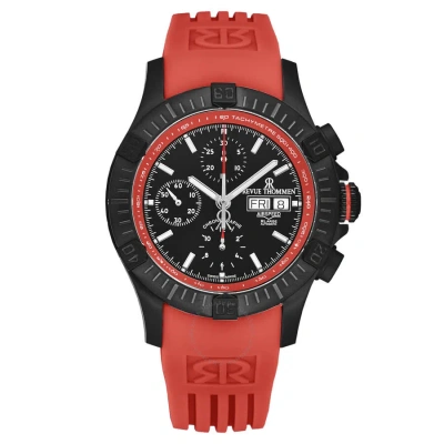 Revue Thommen Air Speed Chronograph Black Dial Men's Watch 16071.6676 In Red   / Black