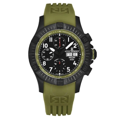 Revue Thommen Air Speed Chronograph Black Dial Men's Watch 16071.6774 In Black / Green
