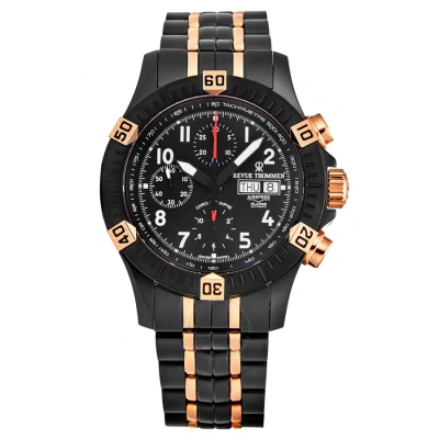 Revue Thommen Airspeed Xlarge Pioneer Chronograph Automatic Black Dial Men's Watch 16071.6184 In Two Tone  / Black / Gold Tone / Rose / Rose Gold Tone