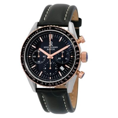 Revue Thommen Aviator Chronograph Automatic Black Dial Men's Watch 17000.6557 In Black / Gold Tone / Rose / Rose Gold Tone