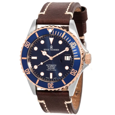 Revue Thommen Diver Automatic Blue Dial Men's Watch 17571.2555 In Blue / Brown / Gold Tone / Rose / Rose Gold Tone