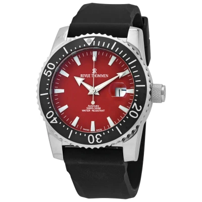 Revue Thommen Diver Automatic Red Dial Men's Watch 17030.2536 In Red   / Black