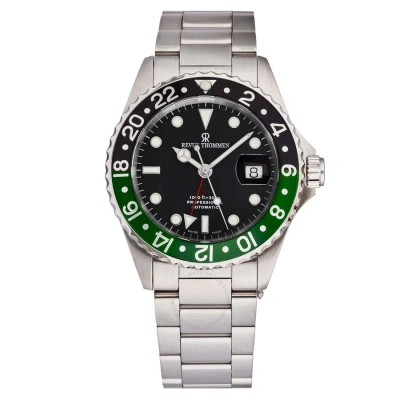 Revue Thommen Diver Gmt Automatic Black Dial Sprite Bezel Men's Watch 17572.2138 In Black / Green