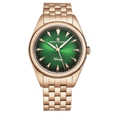 Revue Thommen Heritage Automatic Green Dial Men's Watch 21010.2164 In Gold Tone / Green / Rose / Rose Gold Tone