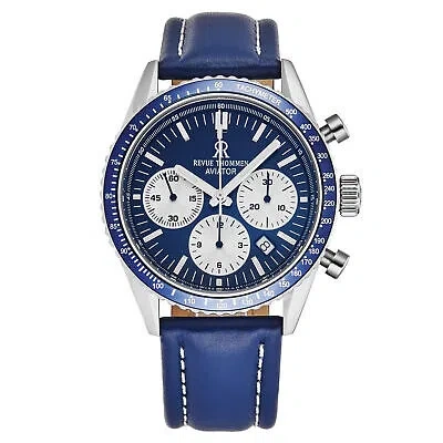 Pre-owned Revue Thommen Men's 17000.6535 'aviator' Blue Dial Chronograph Automatic Watch