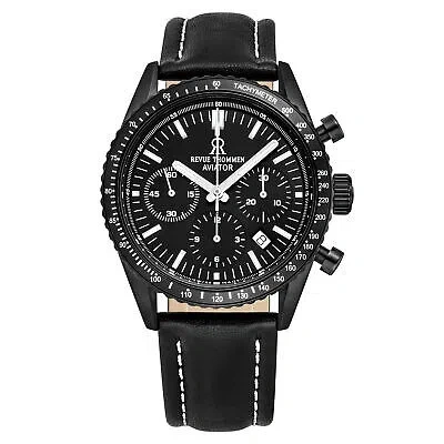 Pre-owned Revue Thommen Men's 17000.6577 'aviator' Black Dial Chronograph Automatic Watch