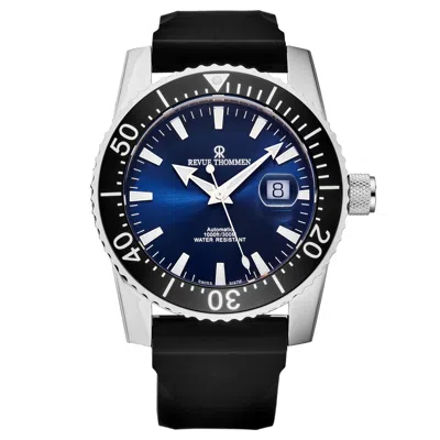 Pre-owned Revue Thommen Men's 17030.2525 'diver' Blue Dial Rubber Strap Automatic Watch