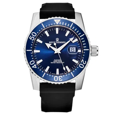 Pre-owned Revue Thommen Men's 17030.2535 'diver' Blue Dial Rubber Strap Automatic Watch