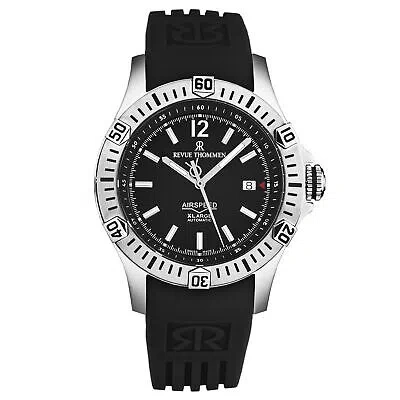 Pre-owned Revue Thommen Men's 'air Speed' Black Dial Black Strap Automatic 16070.4637