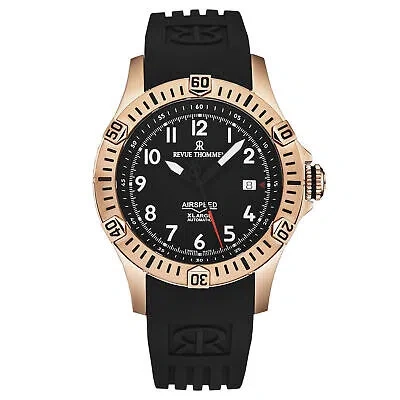 Pre-owned Revue Thommen Men's 'air Speed' Black Dial Black Strap Automatic 16070.4767