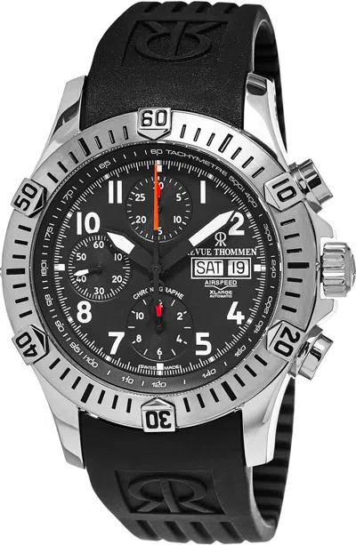 Pre-owned Revue Thommen Men's Air Speed Black Dial Rubber Strap Automatic Watch 16071.6834
