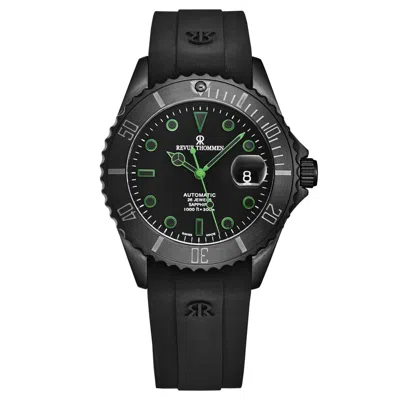 Pre-owned Revue Thommen Men's 'diver' Black Dial Black Rubber Swiss Automatic 17571.2774