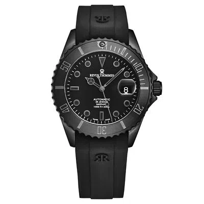Pre-owned Revue Thommen Men's 'diver' Black Dial Black Rubber Swiss Automatic 17571.2777
