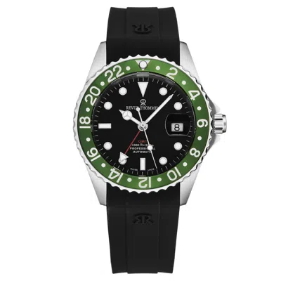 Pre-owned Revue Thommen Men's Diver Black Dial Green Gmt Bezel Automatic 17572.2834