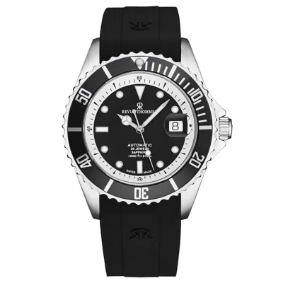 Pre-owned Revue Thommen 's Men's Diver Black Dial Rubber Strap Automatic Watch 17571.2337