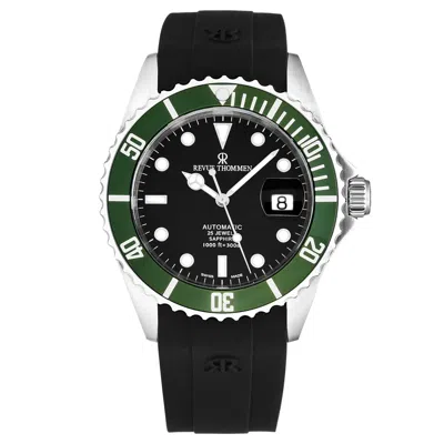 Pre-owned Revue Thommen 's Men's Diver Black Dial Rubber Strap Automatic Watch 17571.2834