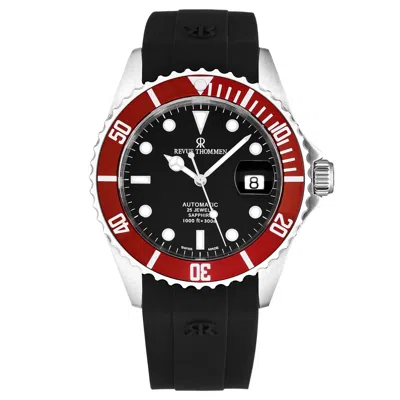 Pre-owned Revue Thommen 's Men's Diver Black Dial Rubber Strap Automatic Watch 17571.2836
