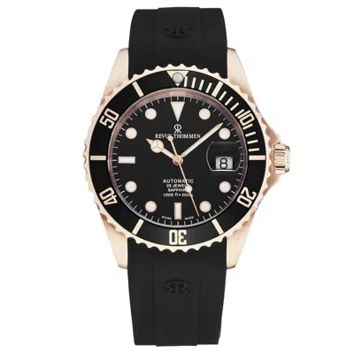 Pre-owned Revue Thommen 's Men's Diver Black Dial Rubber Strap Automatic Watch 17571.2867