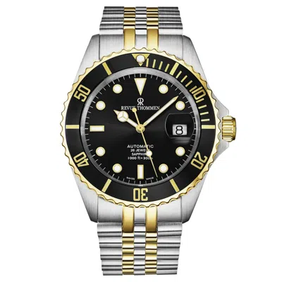 Pre-owned Revue Thommen Men's Diver Black Dial Two Tone Automatic Watch 17571.2247