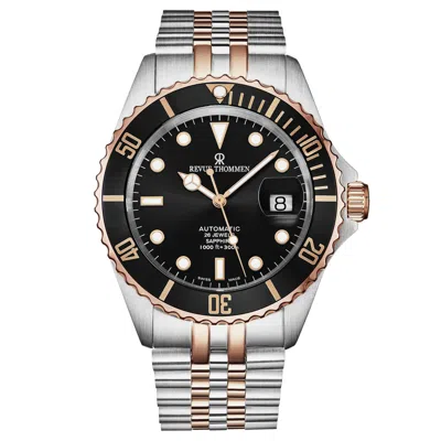 Pre-owned Revue Thommen Men's Diver Black Dial Two Tone Automatic Watch 17571.2257