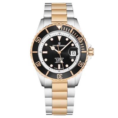 Pre-owned Revue Thommen Men's 'diver' Black Dial Two-tone Swiss Automatic Watch 17571.2457