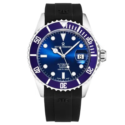 Pre-owned Revue Thommen 's Men's Diver Blue Dial Rubber Strap Automatic Watch 17571.2828