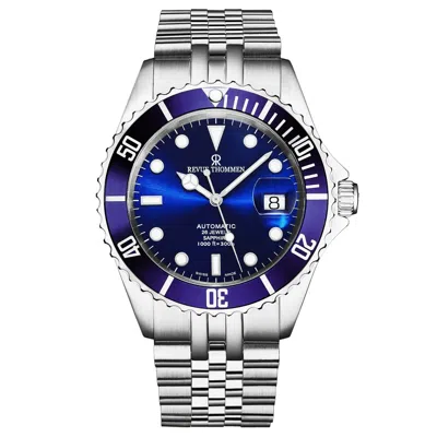 Pre-owned Revue Thommen Men's 'diver' Blue Dial Stainless Steel Automatic Watch 17571.2228