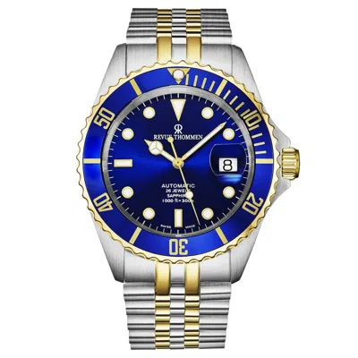 Pre-owned Revue Thommen Men's Diver Blue Dial Two Tone Automatic Watch 17571.2245