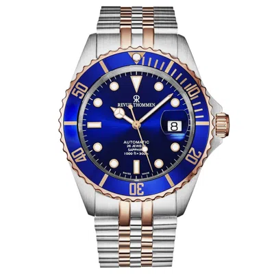 Pre-owned Revue Thommen Men's Diver Blue Dial Two Tone Automatic Watch 17571.2255