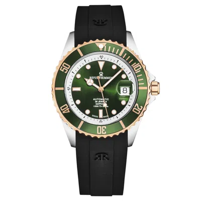 Pre-owned Revue Thommen Men's 'diver' Green Dial Black Rubber Swiss Automatic 17571.2354
