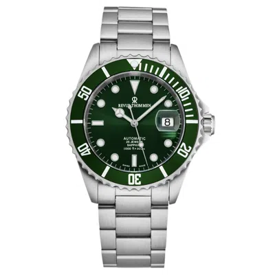 Pre-owned Revue Thommen Men's Diver Green Dial Stainless Steel Automatic Watch 17571.2129