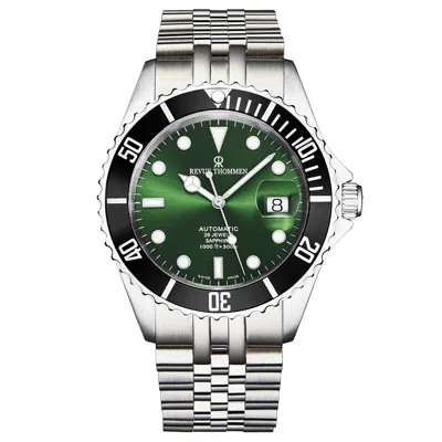 Pre-owned Revue Thommen Men's Diver Green Dial Stainless Steel Automatic Watch 17571.2222