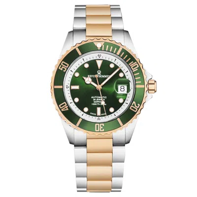 Pre-owned Revue Thommen Men's 'diver' Green Dial Two-tone Swiss Automatic Watch 17571.2454