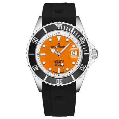 Pre-owned Revue Thommen 's Men's Diver Orange Dial Rubber Strap Automatic Watch 17571.2339