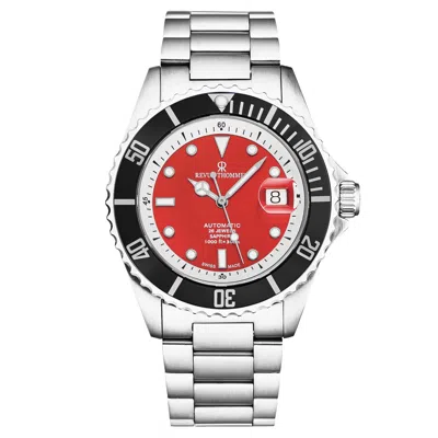 Pre-owned Revue Thommen Men's Diver Red Dial Stainless Steel Automatic Watch 17571.2438