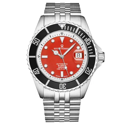 Pre-owned Revue Thommen Men's Diver Red Dial Stainless Steel Automatic Watch 17571.2938