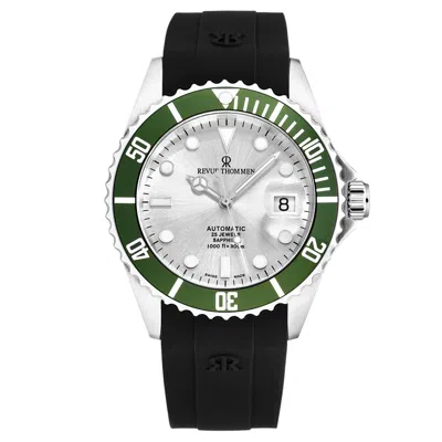 Pre-owned Revue Thommen 's Men's Diver Silver Dial Rubber Strap Automatic Watch 17571.2824