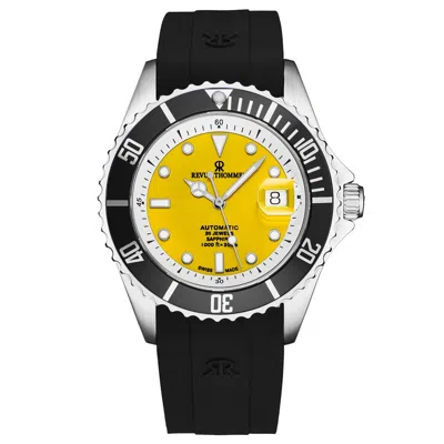 Pre-owned Revue Thommen 's Men's Diver Yellow Dial Rubber Strap Automatic Watch 17571.2330