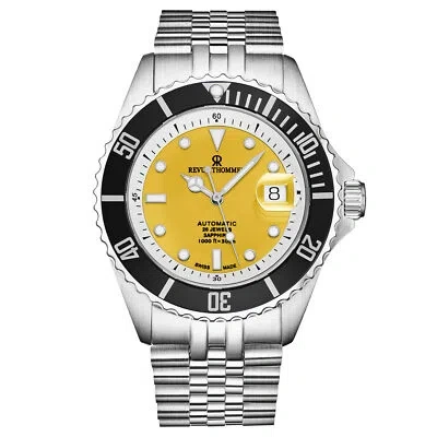 Pre-owned Revue Thommen Men's 'diver' Yellow Dial Ss Bracelet Swiss Automatic 17571.2930